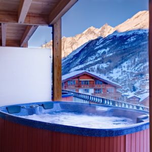 Zermatt-Airbnb-Option-3- Hot Tub with Mountain View