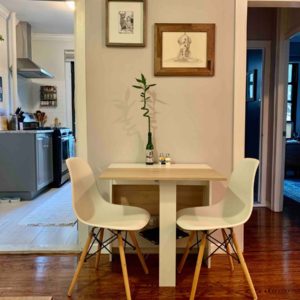 Astoria–NY- Airbnb-Option-5-Entrance view Kitchen and bedroom and table