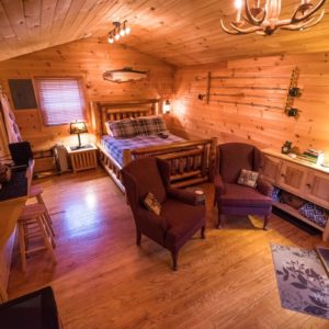 White Mountains–NH- Airbnb-Option-2-Living Room and bed